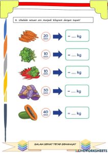 Satuan Berat Kelas 2 Tema 6 Subtema 3 Pembelajaran 1 Worksheet