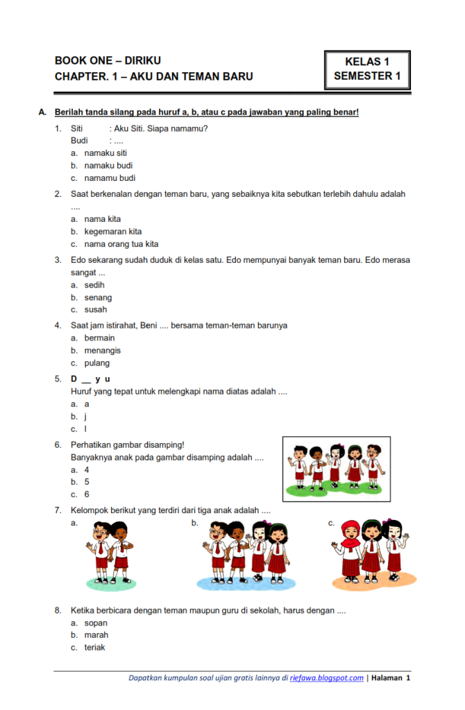 5 Rahasia Latihan Soal Ujian Akhir Semester 2 Kelas 1 SD Tema 5 Agar Anak Makin Pintar