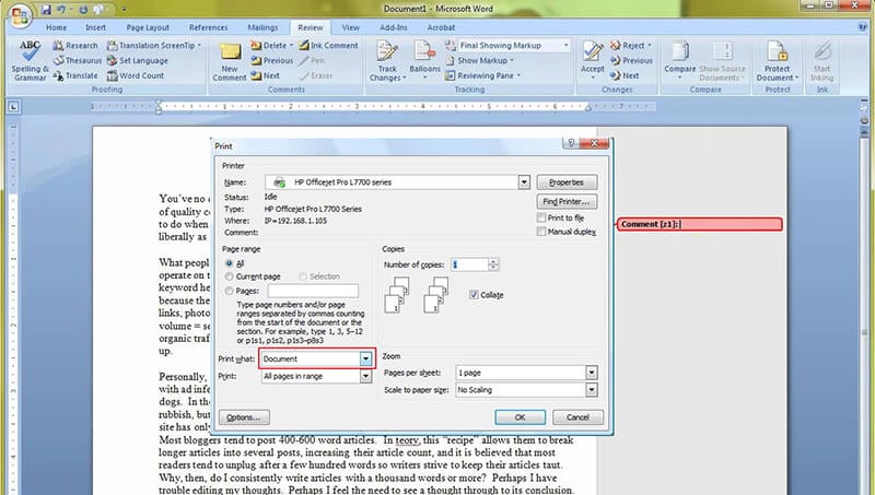 Ternyata Mudah Cara Print Word Tanpa Comment Secara Online