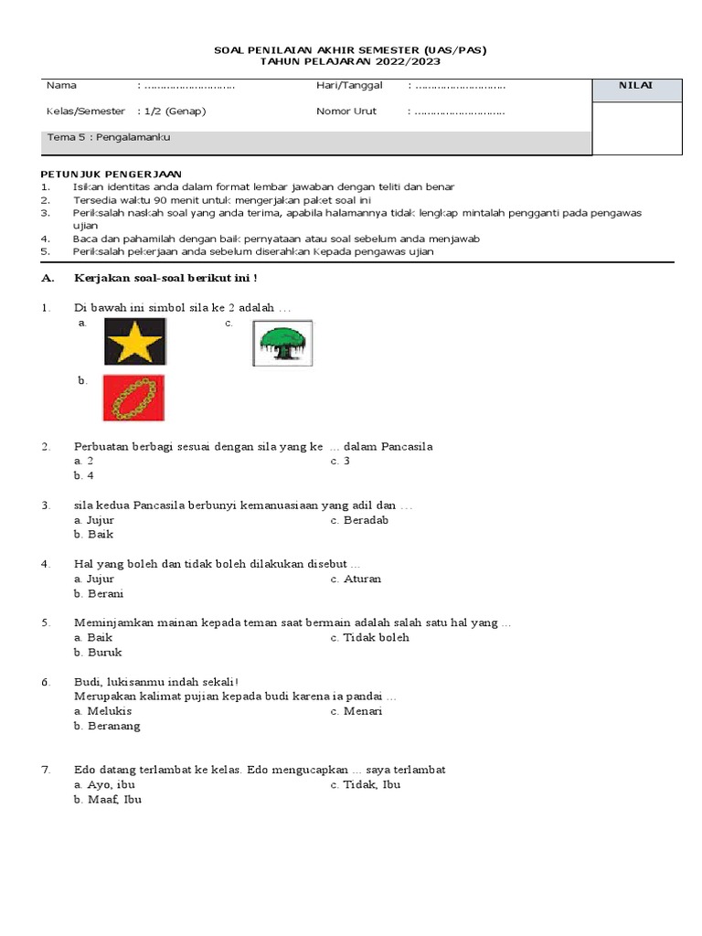 soal uas tema 5 kelas 5 semester 2