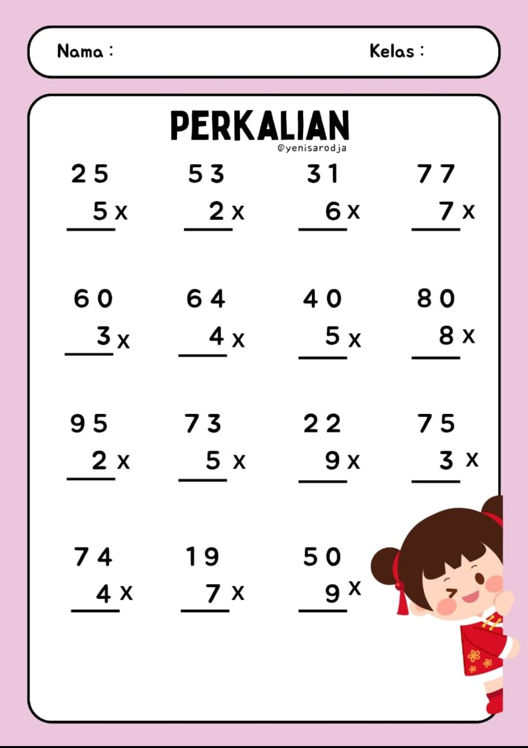 Best 13 Download PDF Soal Perkalian Bersusun untuk Kelas 3 dan 4 SD Best 13 Download PDF Soal Perkalian Bersusun untuk Kelas 3 dan 4 SD