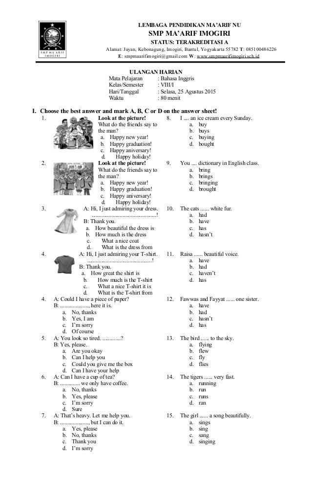 contoh soal kd 3 8 bahasa inggris kelas 7 semester 2 contoh soal kd 3 8 bahasa inggris kelas 7 semester 2