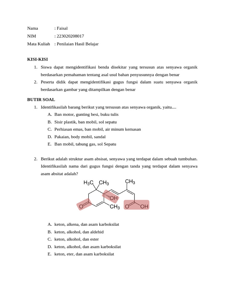 Tugas 4 Telaah Kualitatif Butir Soal Faisal PDF Tugas 4 Telaah Kualitatif Butir Soal Faisal PDF
