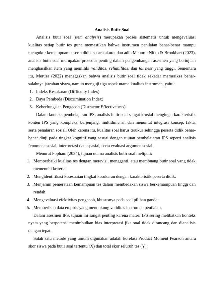 Analisis Validitas Butir Soal IPS PDF Analisis Validitas Butir Soal IPS PDF