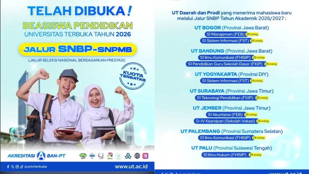 5 Fakta Beasiswa Universitas Terbuka 2026 yang Wajib Tahu Sebelum Mendaftar
