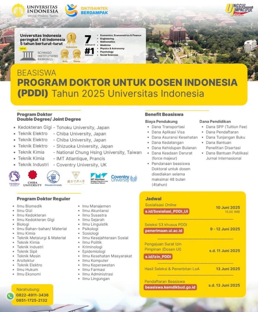 5 Fakta Wajib Tahu Sebelum Daftar Beasiswa PDDI 2025 di UI yang Jarang Diketahui