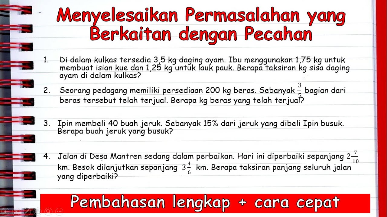 Menaklukkan Pecahan dalam Kehidupan Sehari-hari Panduan Soal Cerita Menaklukkan Pecahan dalam Kehidupan Sehari-hari Panduan Soal Cerita