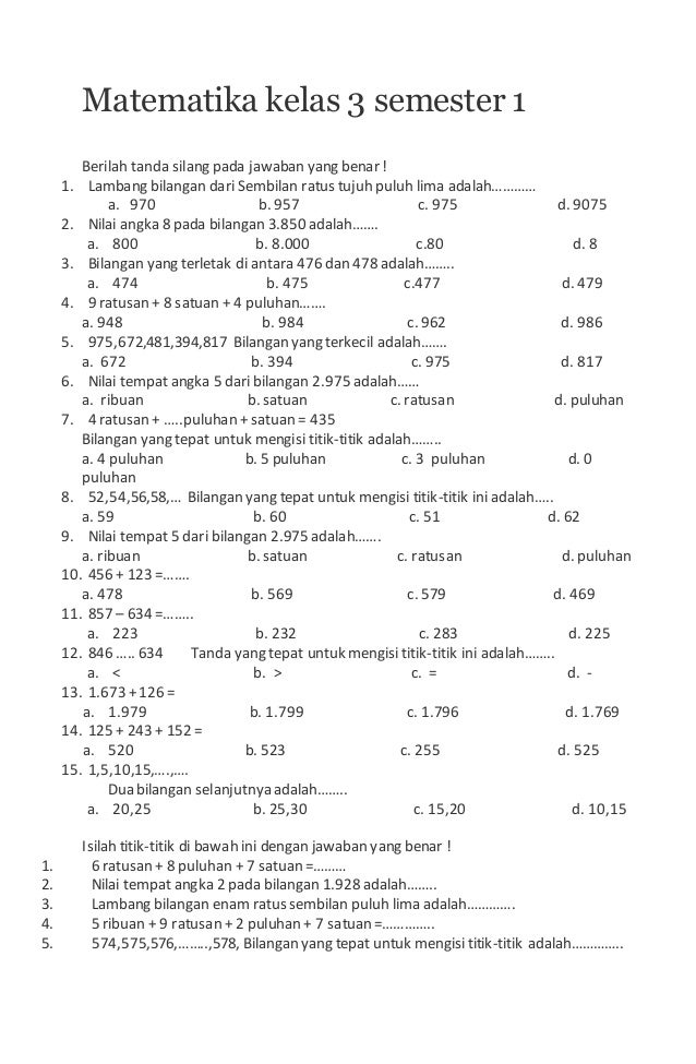 Ini 3 Kisi-Kisi Soal UAS Ganjil SD Kelas 3 KTSP yang Wajib Dikuasai Sebelum Ujian