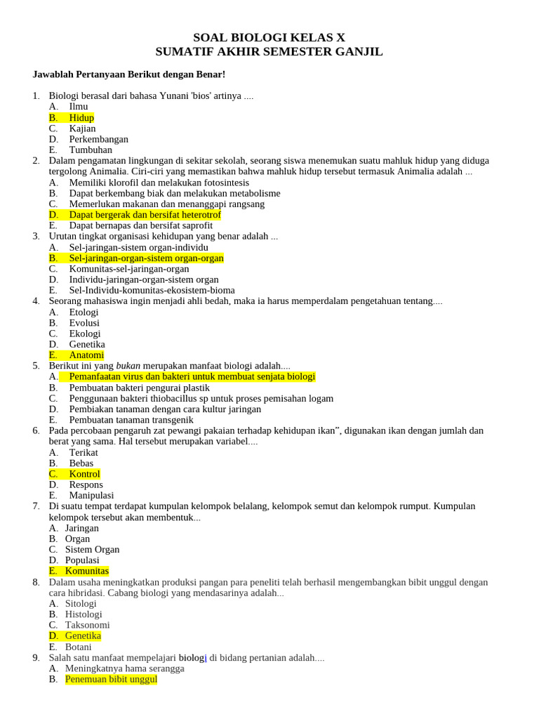 7 rahasia contoh soal biologi essay kelas x semester 1 beserta jawabannya tahu!