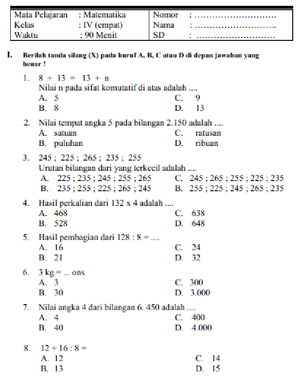 34 Soal Matematika Kelas 5 Semester 2 Tahun 2022 - Soal Jawaban 34 Soal Matematika Kelas 5 Semester 2 Tahun 2022 - Soal Jawaban