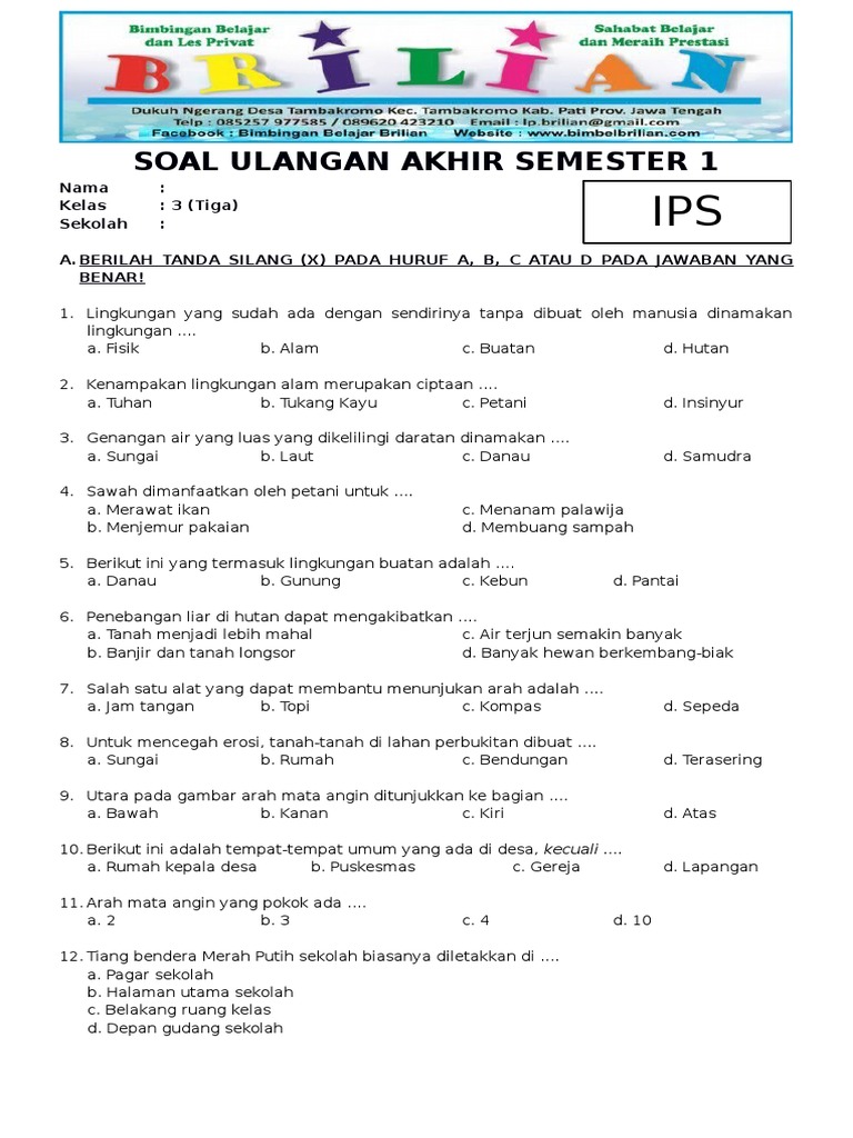 Ternyata Ini Kisi-kisi Soal UKK IPS Kelas 3 SD Semester 2 Download Paling Dicari Guru dan Orang Tua di 2026