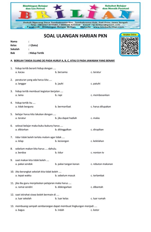Ternyata Ini Kunci Jawaban Kisi-Kisi Soal UAS PKN Kelas 3 SD Semester 1 yang Sering Muncul