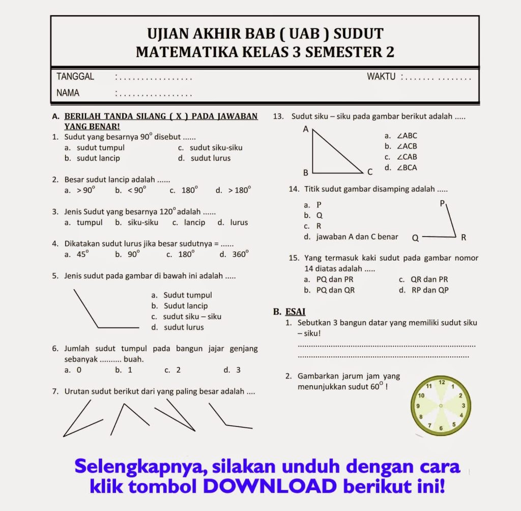 Ternyata Seperti Ini Kisi-Kisi Soal UAS Matematika Kelas 3 SD Semester 2 yang Sering Bikin Siswa Keliru