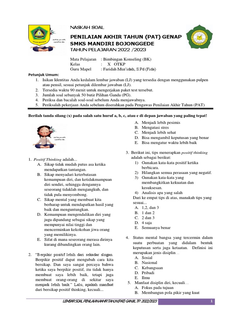 Rahasia Lulus Ujian dengan Contoh Soal Bimbingan Konseling Kelas X Semester 1 Terbaru Rahasia Lulus Ujian dengan Contoh Soal Bimbingan Konseling Kelas X Semester 1 Terbaru