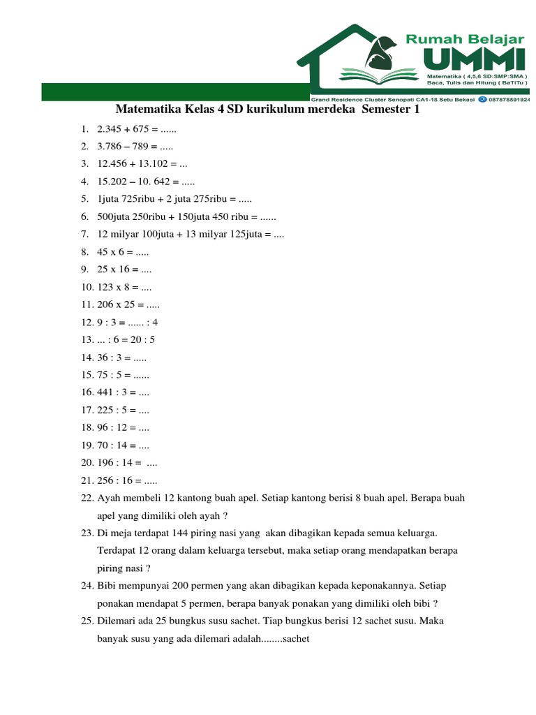 Rahasia Nilai Sempurna Ternyata Ada di pdf soal matematika kelas 4 Terbaru Ini