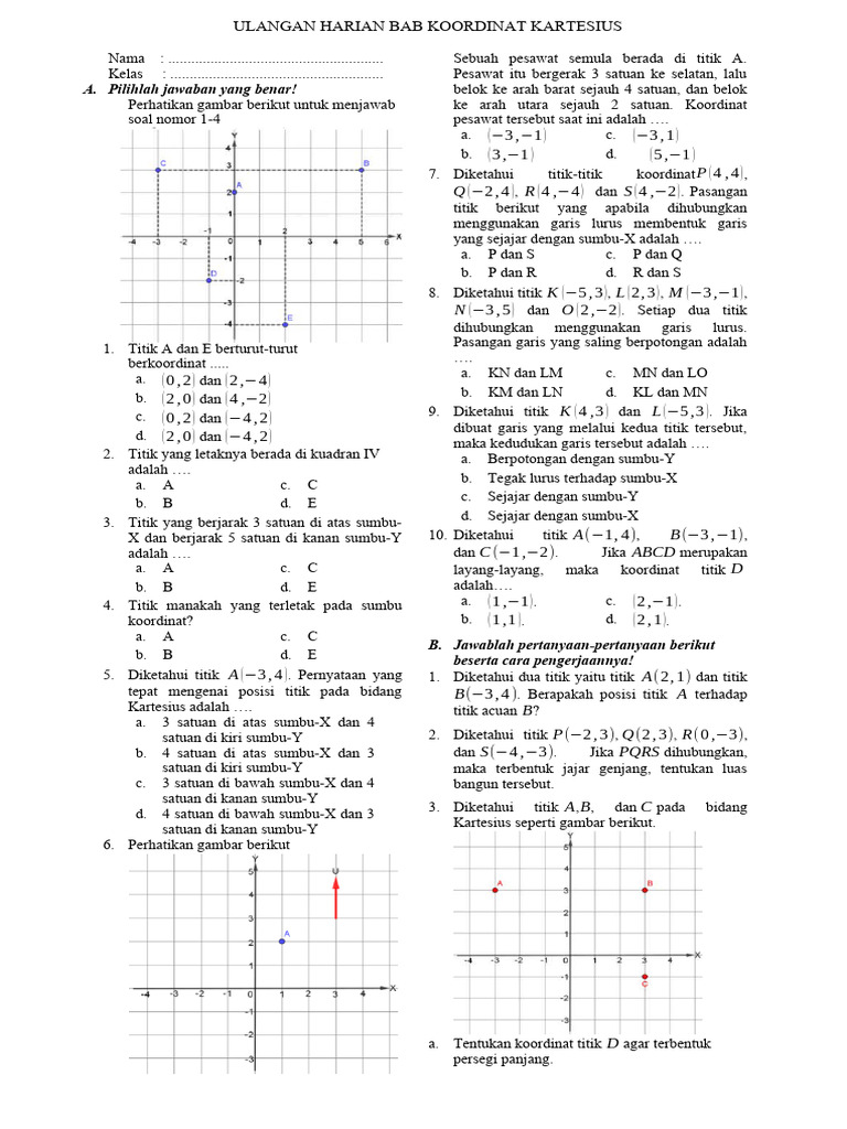 Wajib Tahu! Kumpulan Latihan Soal dan Jawaban Matematika Kelas 8 Semester 2 Koordinat Wajib Tahu! Kumpulan Latihan Soal dan Jawaban Matematika Kelas 8 Semester 2 Koordinat